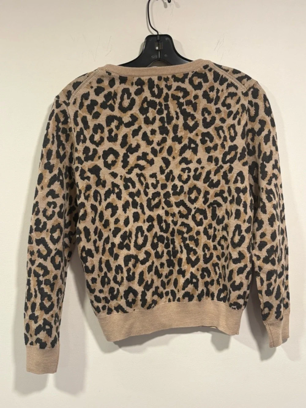 J. Crew Leopard Print Crewneck Sweater - Beige and Black